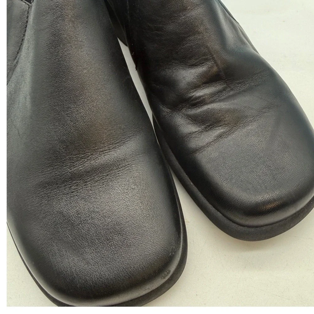 Aerology Aerosoles‎ Easy Time Black Leather Square Toe Loafers Womens 7.5M